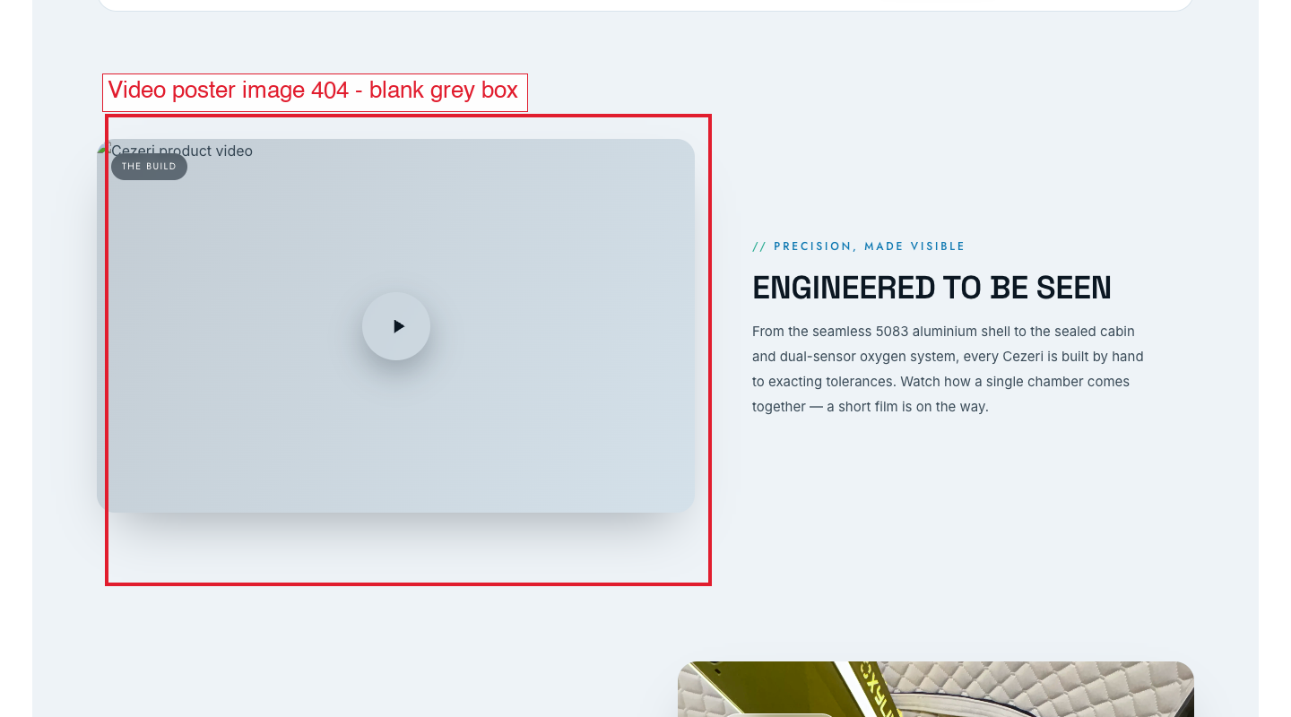 Blank grey video box on Cezeri page