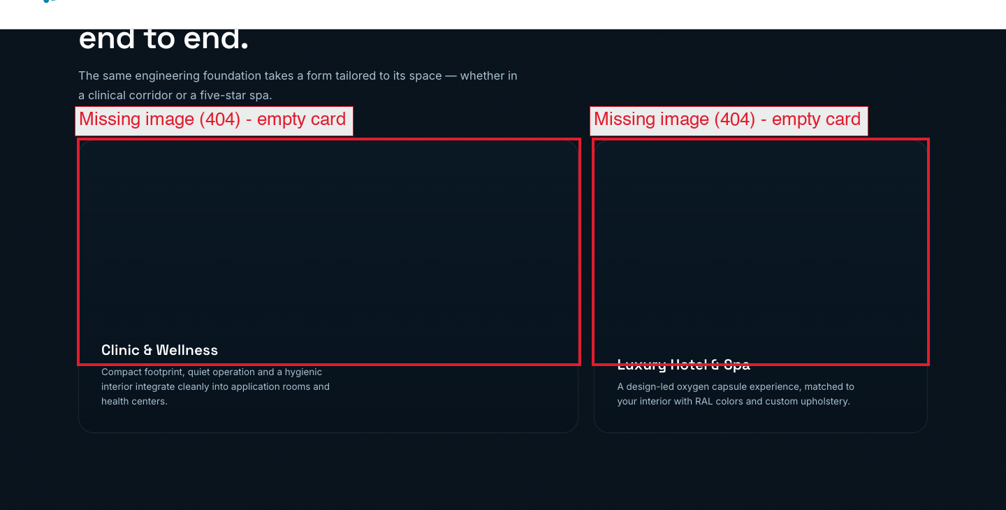Two empty cards with missing background images